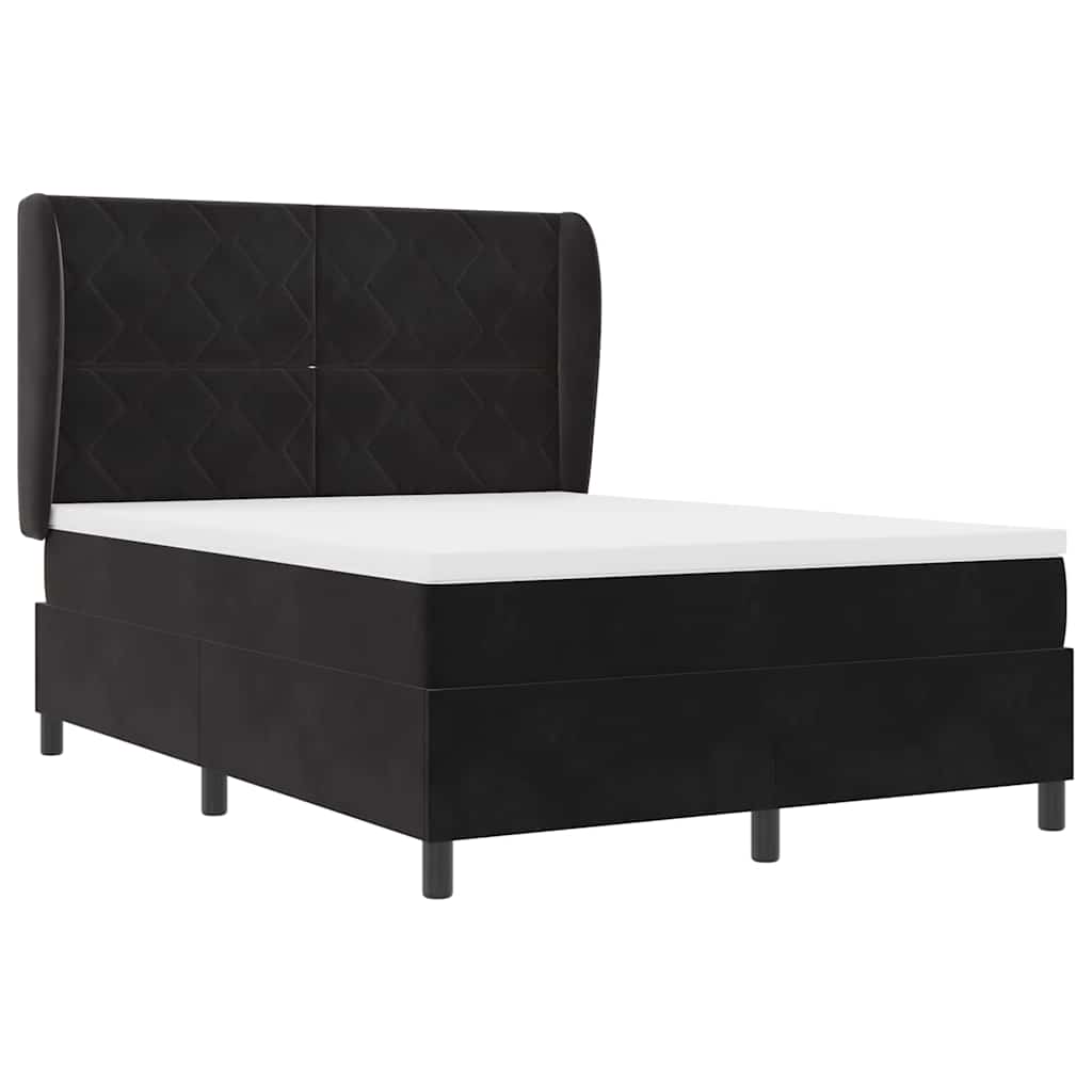 Boxspringbed met matras Zwart 190 x 140 cm Fluweel is nu te koop bij PeponiXL, paradijselijk wonen!