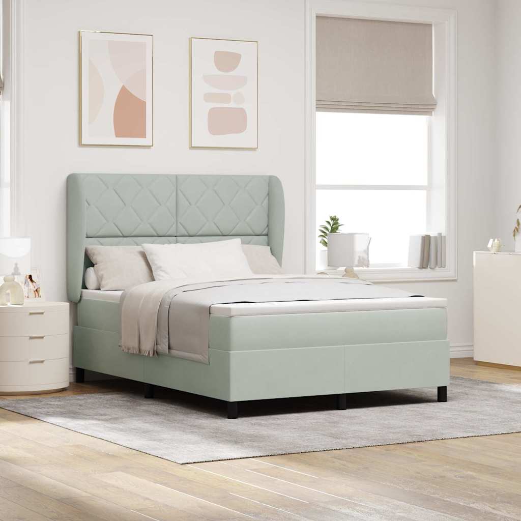 Boxspringbed met matras Lichtgrijs 200 x 140 cm Fluweel is nu te koop bij PeponiXL, paradijselijk wonen!