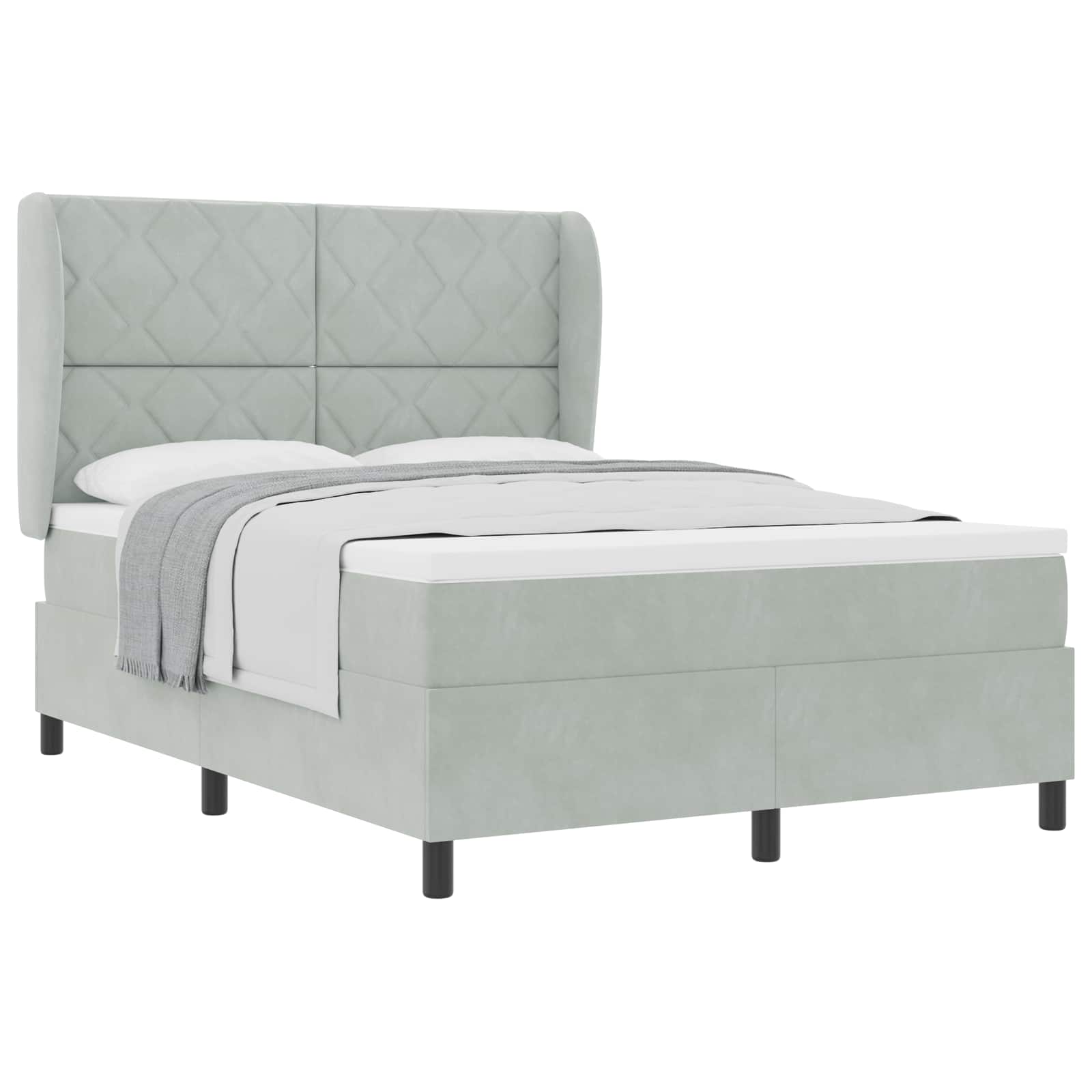 Boxspringbed met matras Lichtgrijs 200 x 140 cm Fluweel is nu te koop bij PeponiXL, paradijselijk wonen!