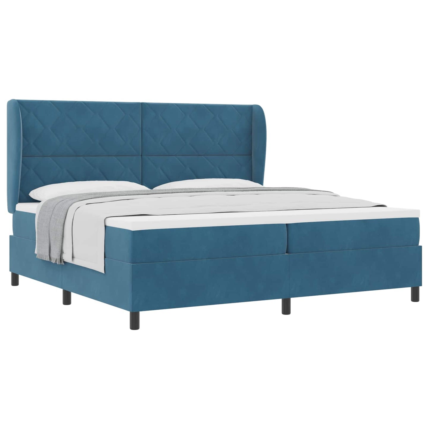 Boxspringbed met matras Donkerblauw 200 x 200 cm Fluweel is nu te koop bij PeponiXL, paradijselijk wonen!