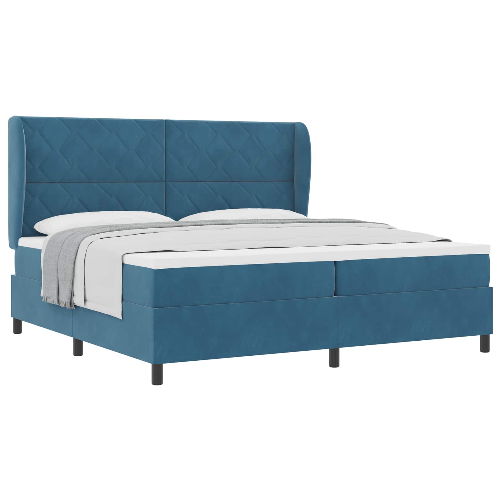 Boxspringbed met matras Donkerblauw 200 x 200 cm Fluweel is nu te koop bij PeponiXL, paradijselijk wonen!
