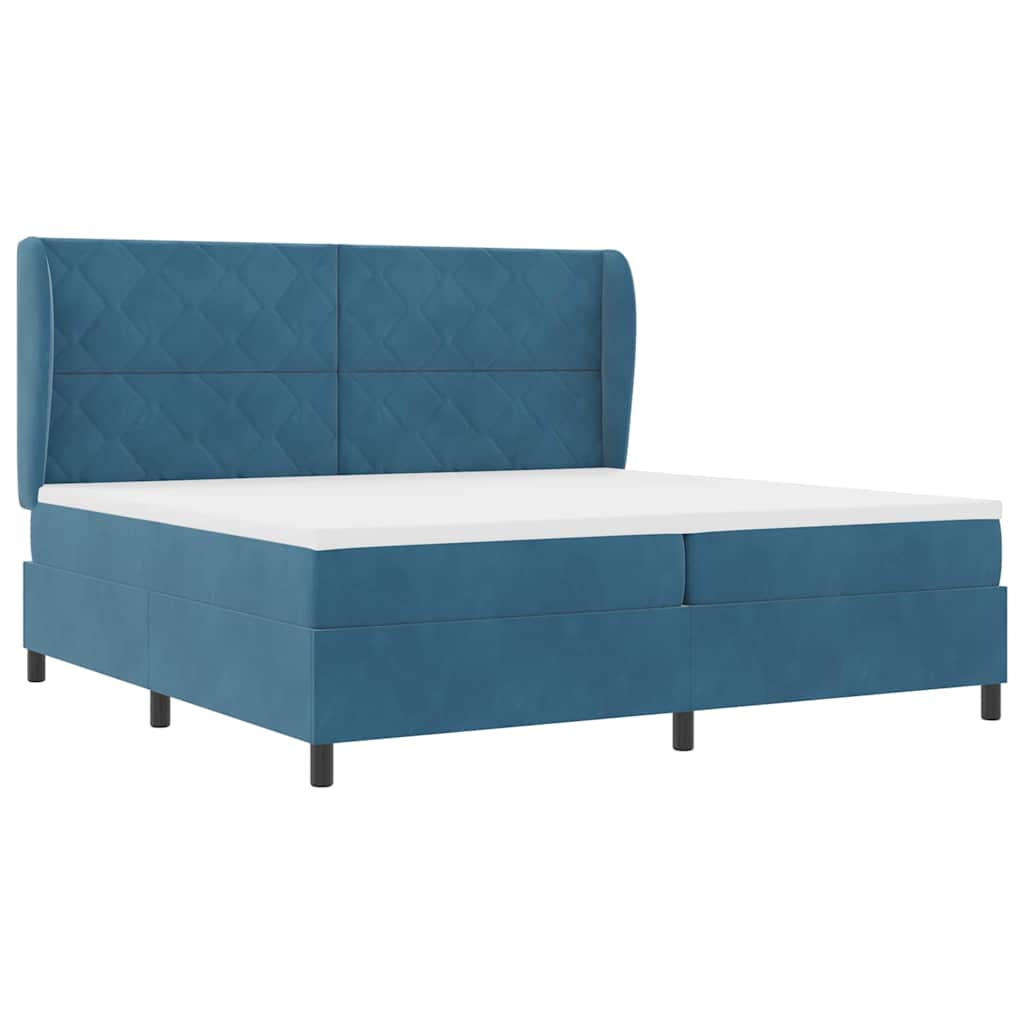 Boxspringbed met matras Donkerblauw 200 x 200 cm Fluweel is nu te koop bij PeponiXL, paradijselijk wonen!