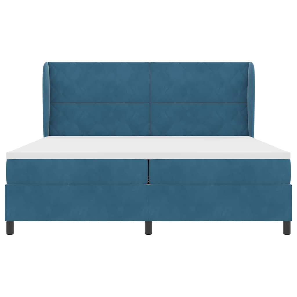 Boxspringbed met matras Donkerblauw 200 x 200 cm Fluweel is nu te koop bij PeponiXL, paradijselijk wonen!