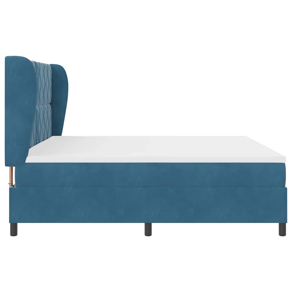 Boxspringbed met matras Donkerblauw 200 x 200 cm Fluweel is nu te koop bij PeponiXL, paradijselijk wonen!