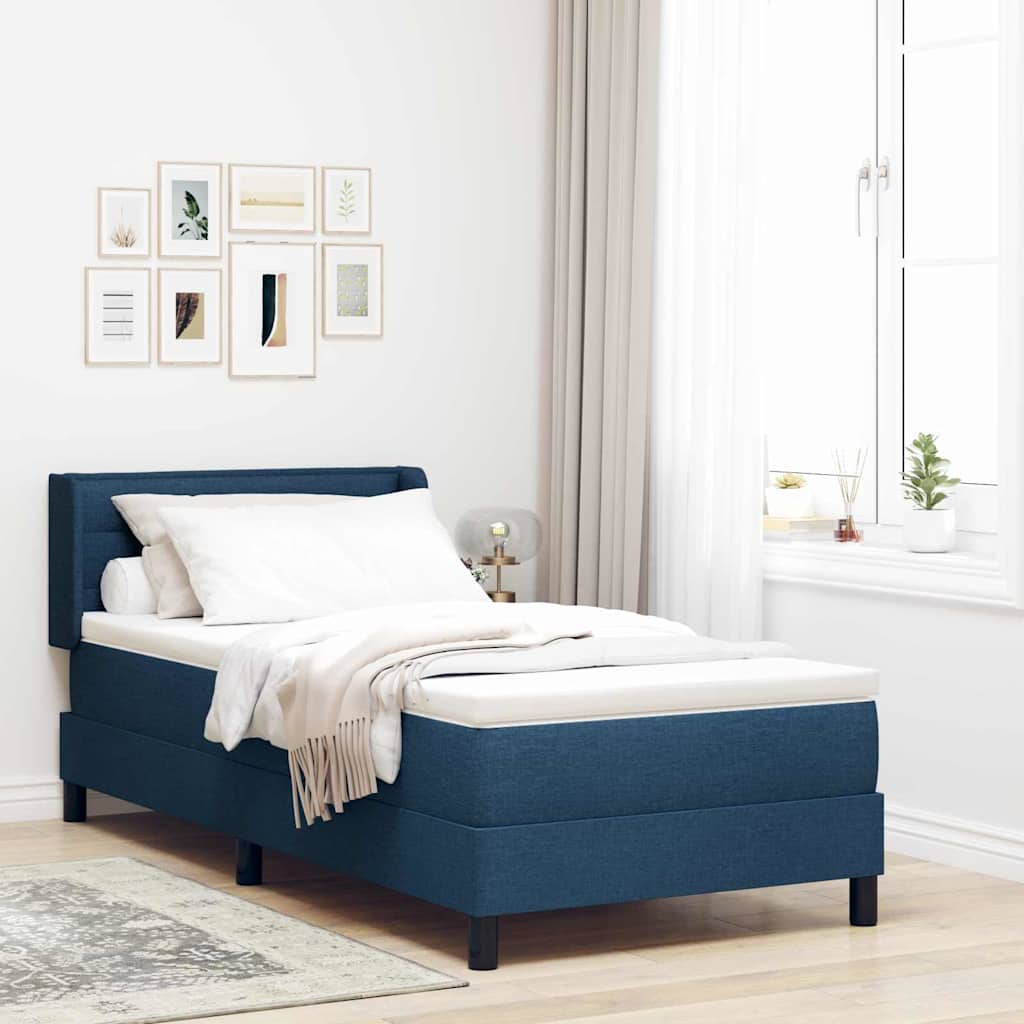 Boxspringbed met hoofdeinde Blauw 190 x 90 cm Stof is nu te koop bij PeponiXL, paradijselijk wonen!