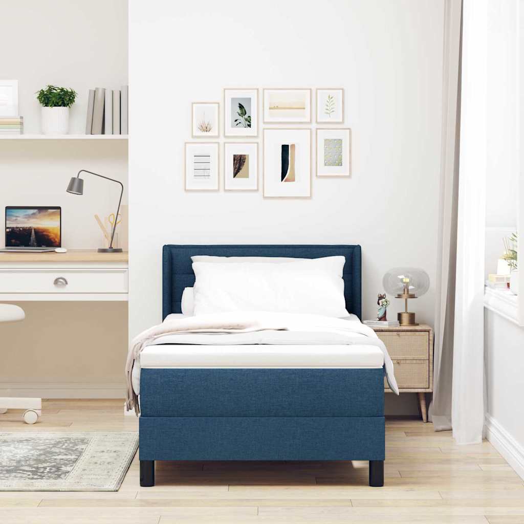 Boxspringbed met hoofdeinde Blauw 190 x 90 cm Stof is nu te koop bij PeponiXL, paradijselijk wonen!