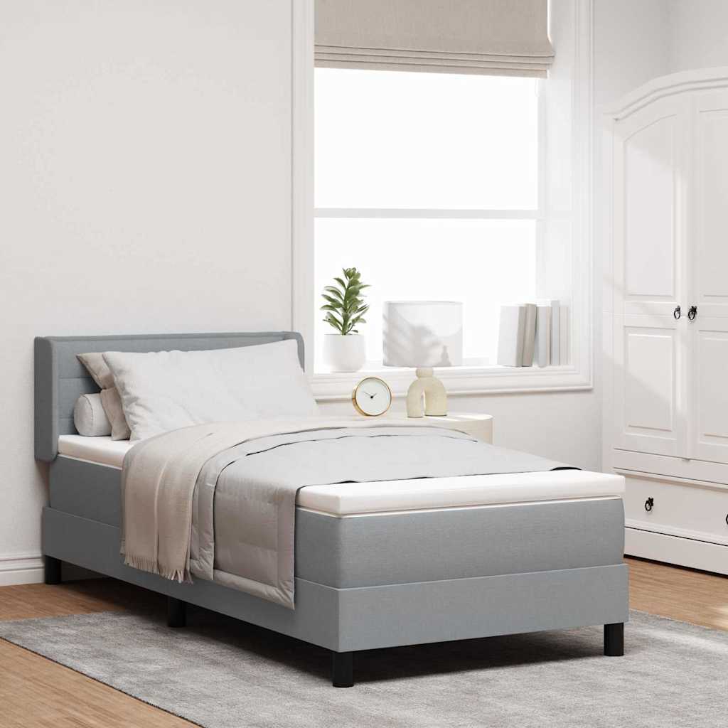 Boxspringbed met hoofdeinde Lichtgrijs 200 x 90 cm Stof is nu te koop bij PeponiXL, paradijselijk wonen!
