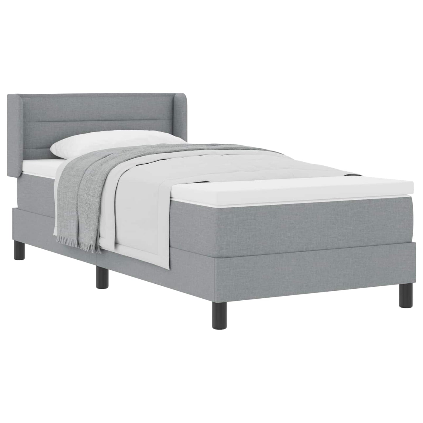 Boxspringbed met hoofdeinde Lichtgrijs 200 x 90 cm Stof is nu te koop bij PeponiXL, paradijselijk wonen!