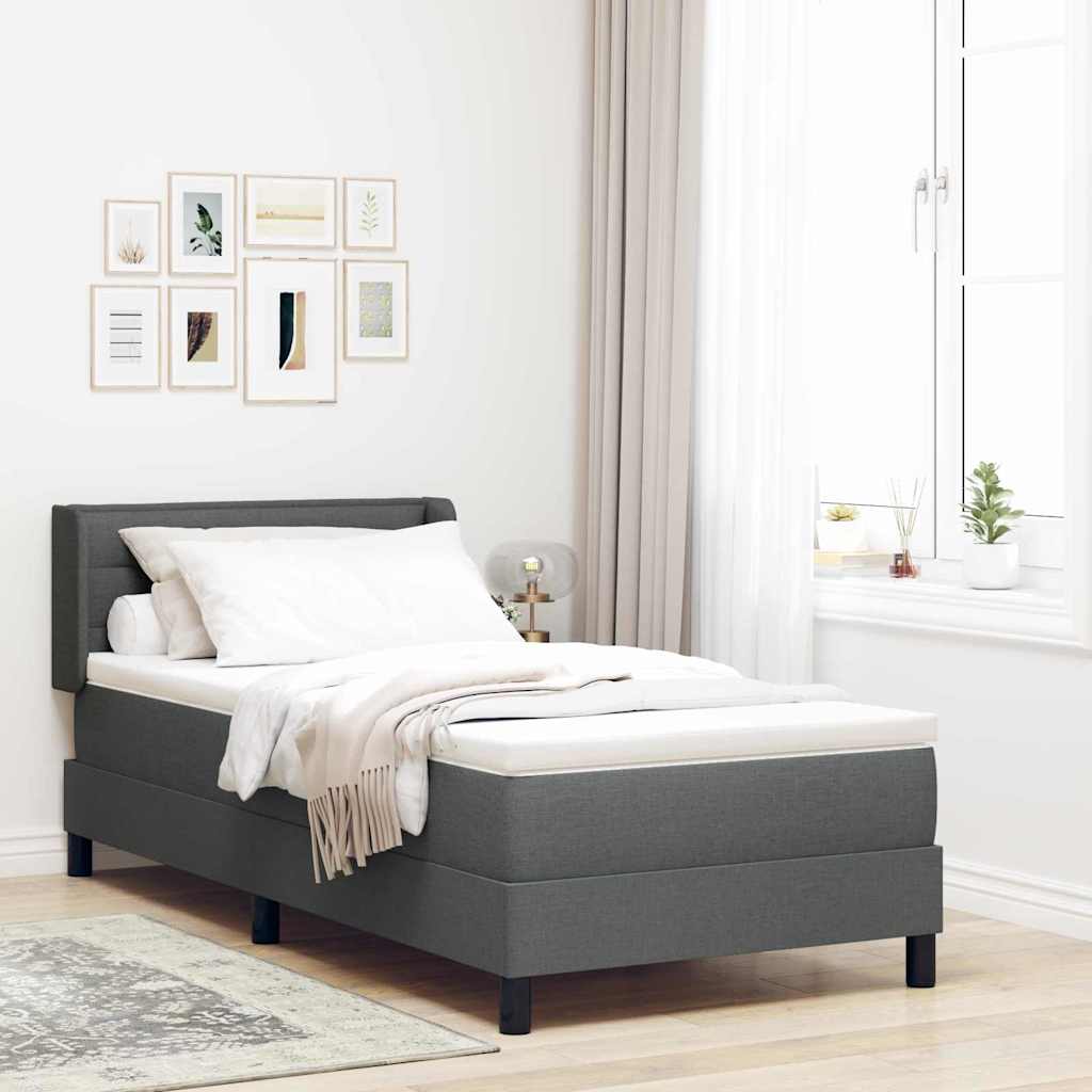Boxspringbed met hoofdeinde Donkergrijs 200 x 90 cm Stof is nu te koop bij PeponiXL, paradijselijk wonen!