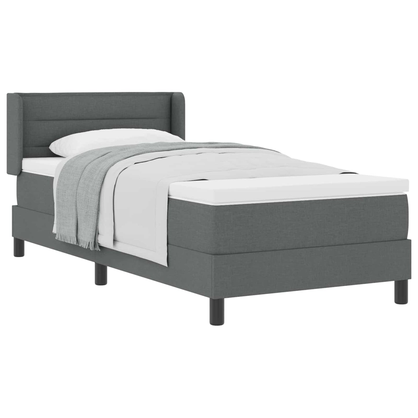Boxspringbed met hoofdeinde Donkergrijs 200 x 90 cm Stof is nu te koop bij PeponiXL, paradijselijk wonen!