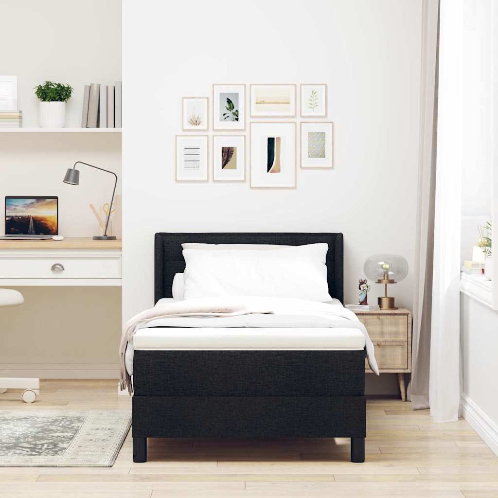 Boxspringbed met hoofdeinde Zwart 200 x 100 cm Stof is nu te koop bij PeponiXL, paradijselijk wonen!