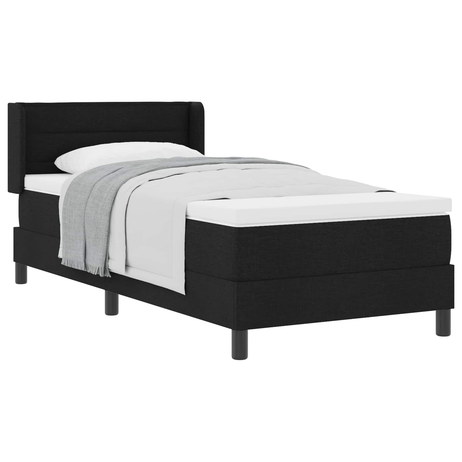 Boxspringbed met hoofdeinde Zwart 200 x 100 cm Stof is nu te koop bij PeponiXL, paradijselijk wonen!