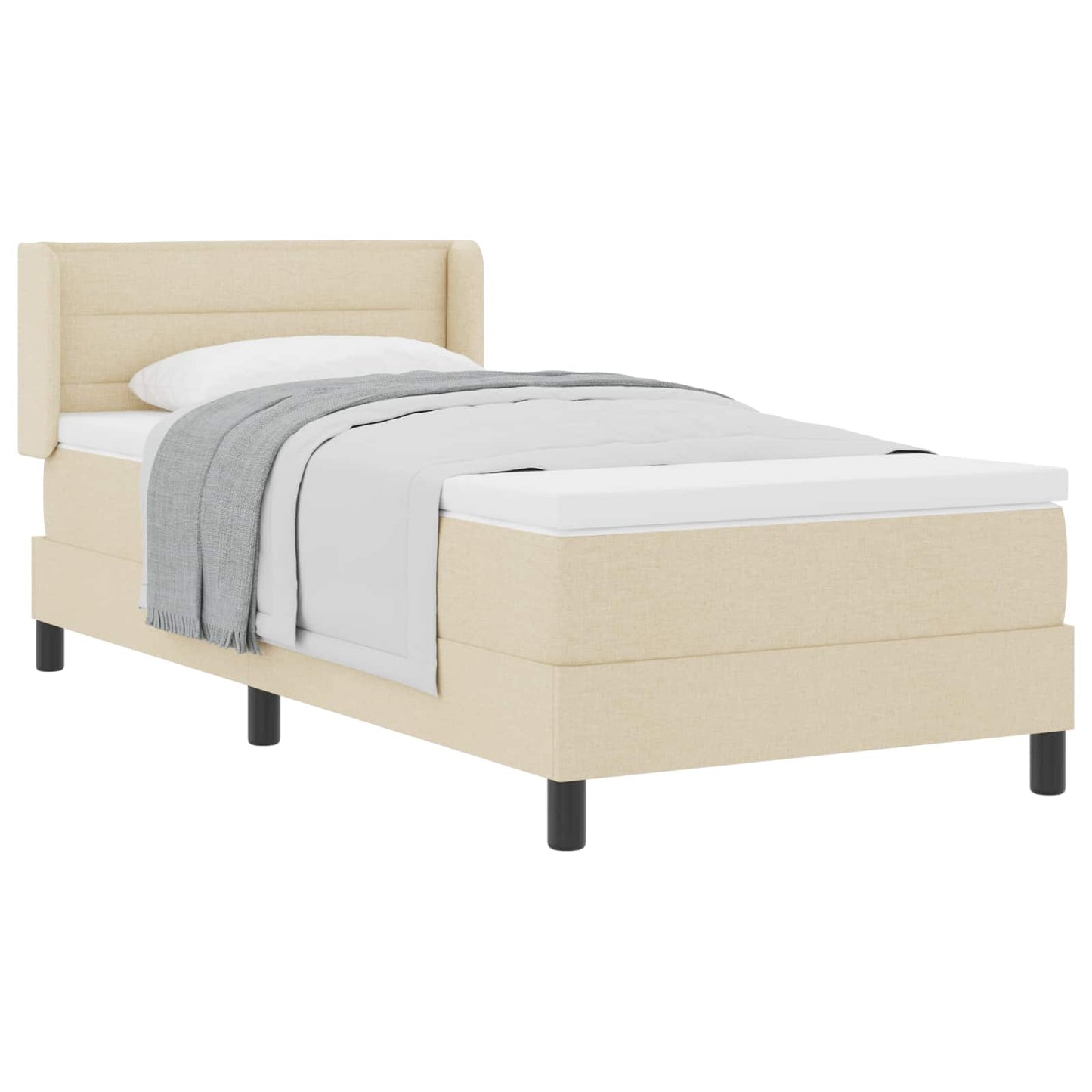 Boxspringbed met hoofdeinde Crème 200 x 100 cm Stof is nu te koop bij PeponiXL, paradijselijk wonen!