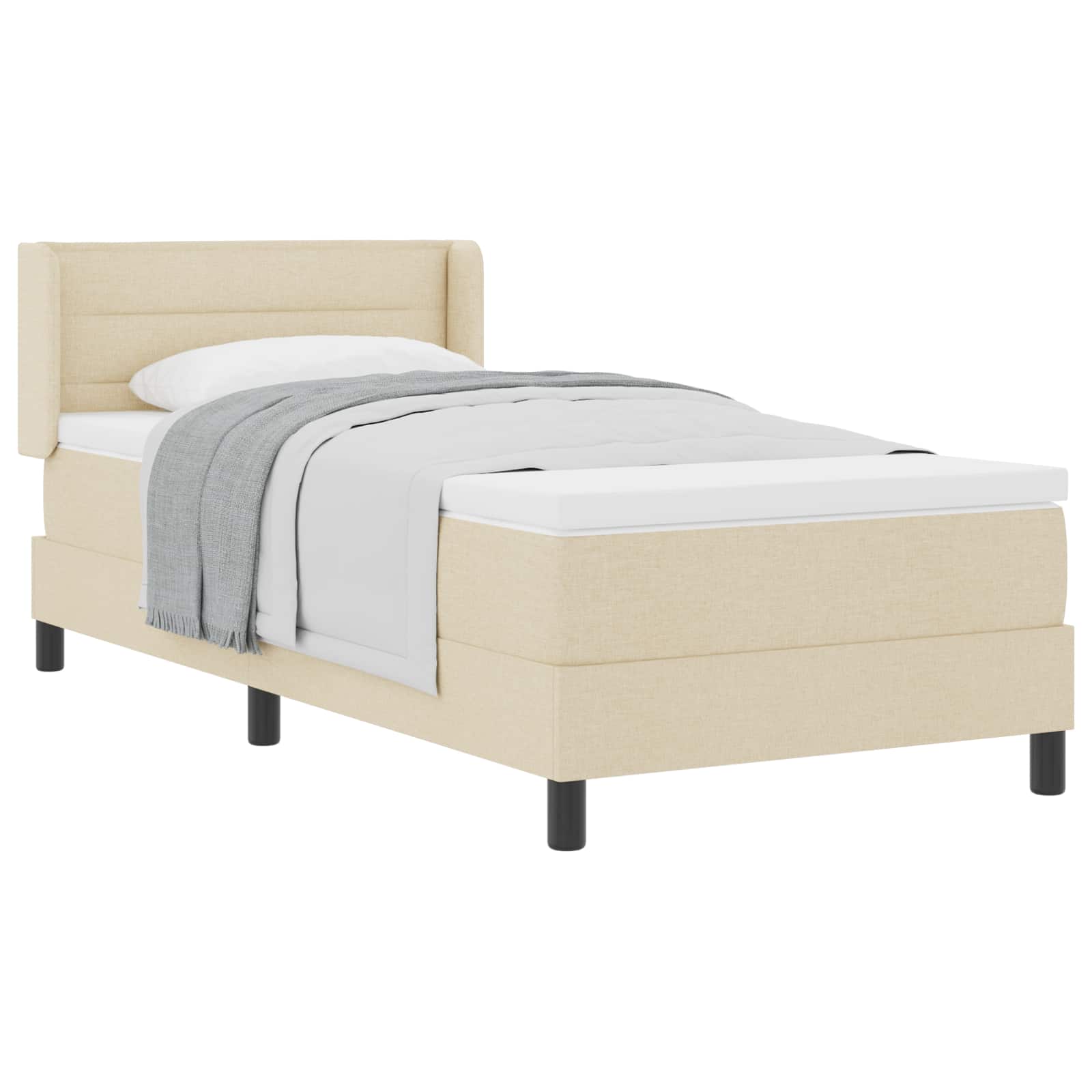 Boxspringbed met hoofdeinde Crème 200 x 100 cm Stof is nu te koop bij PeponiXL, paradijselijk wonen!