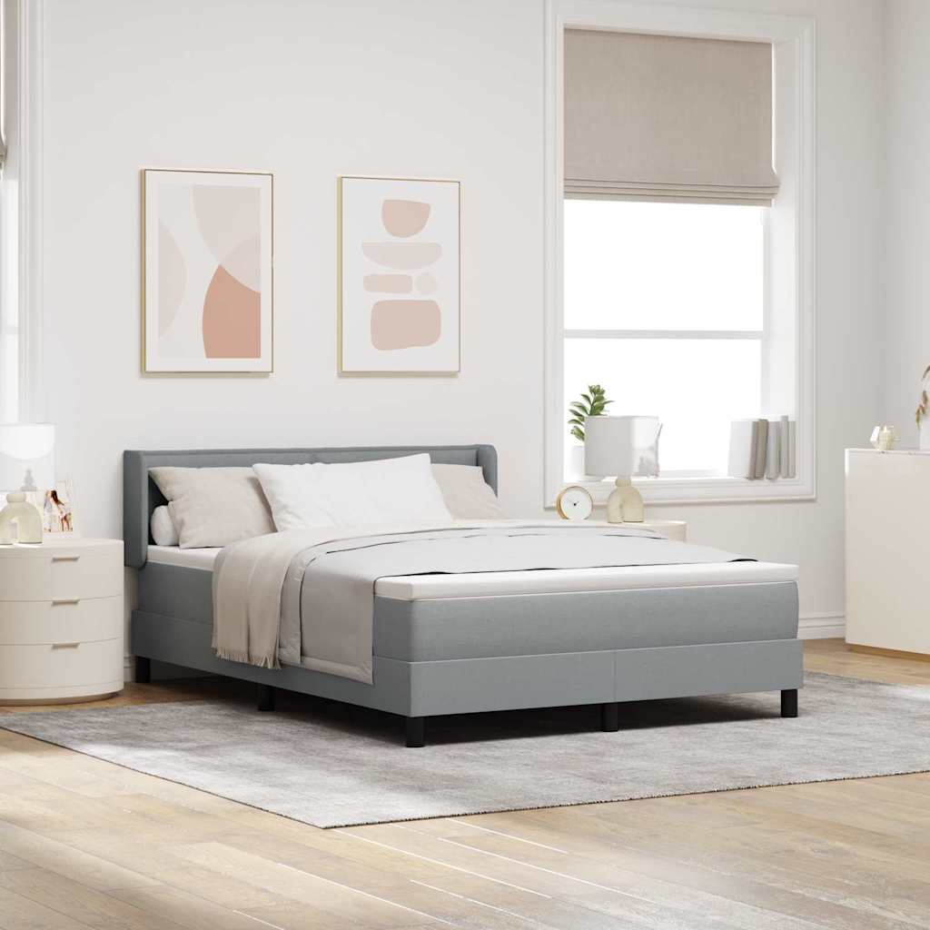 Boxspringbed met hoofdeinde Lichtgrijs 190 x 140 cm Stof is nu te koop bij PeponiXL, paradijselijk wonen!