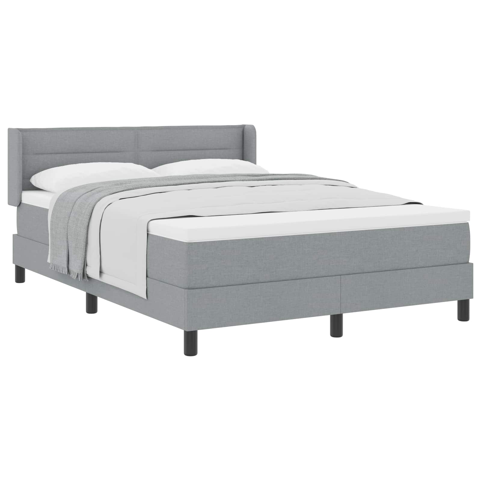 Boxspringbed met hoofdeinde Lichtgrijs 190 x 140 cm Stof is nu te koop bij PeponiXL, paradijselijk wonen!