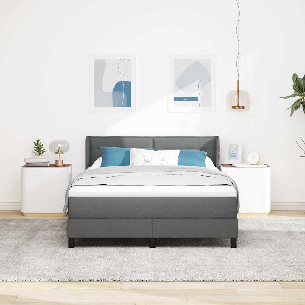 Boxspringbed met hoofdeinde Donkergrijs 190 x 140 cm Stof is nu te koop bij PeponiXL, paradijselijk wonen!