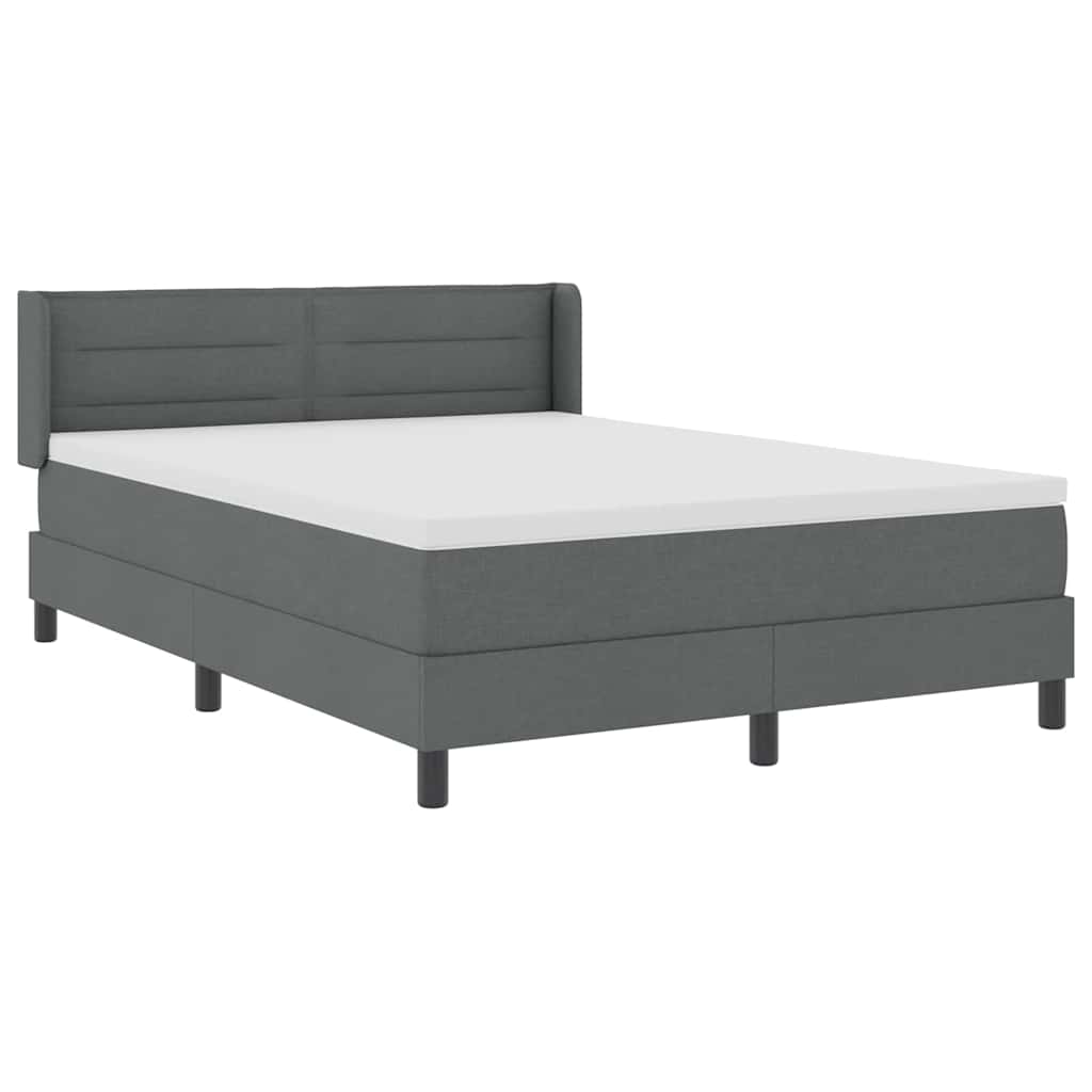 Boxspringbed met hoofdeinde Donkergrijs 190 x 140 cm Stof is nu te koop bij PeponiXL, paradijselijk wonen!