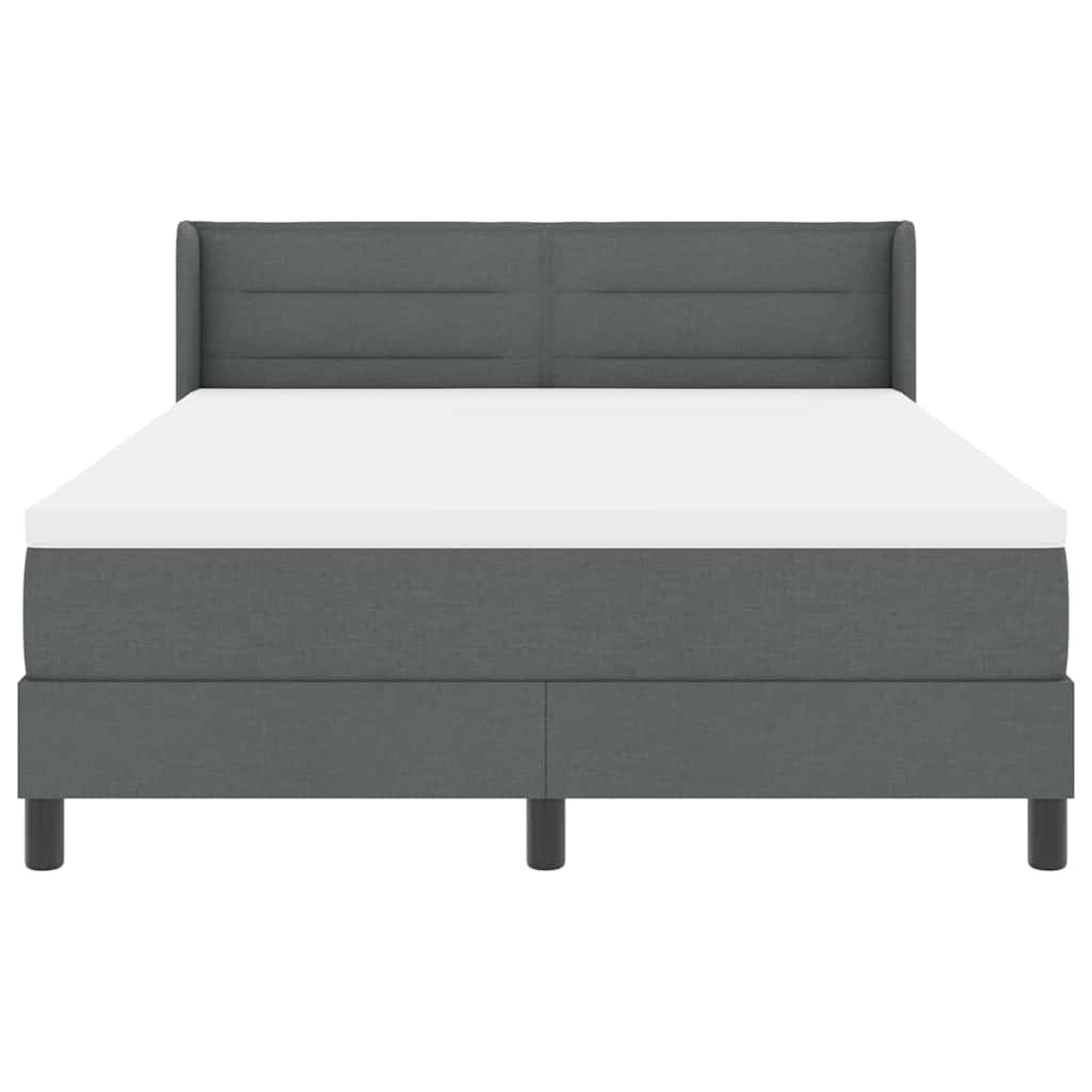 Boxspringbed met hoofdeinde Donkergrijs 190 x 140 cm Stof is nu te koop bij PeponiXL, paradijselijk wonen!