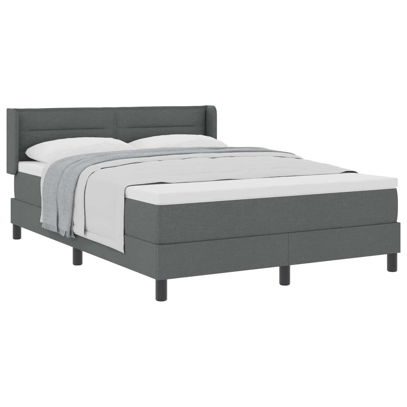 Boxspringbed met hoofdeinde Donkergrijs 200 x 140 cm Stof is nu te koop bij PeponiXL, paradijselijk wonen!