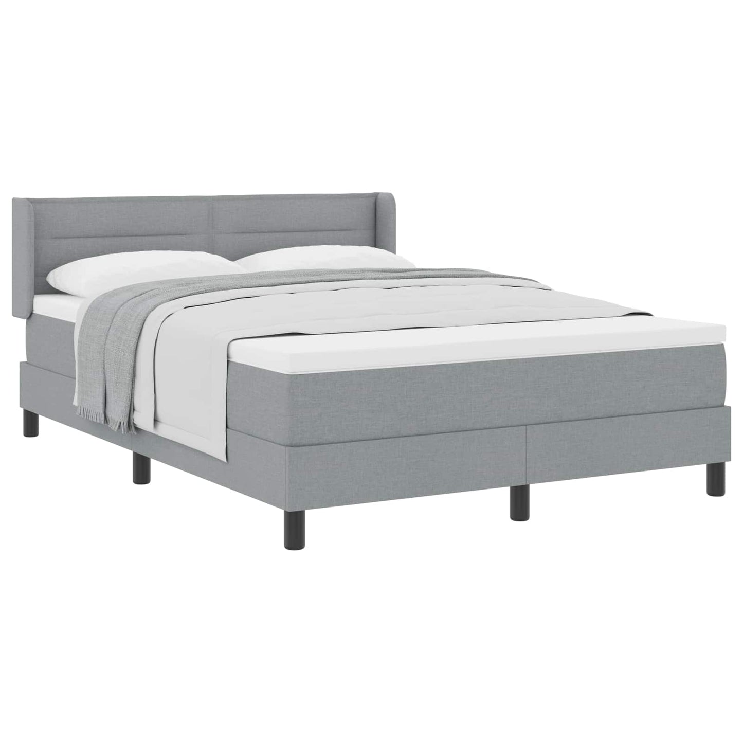 Boxspringbed met hoofdeinde Lichtgrijs 200 x 160 cm Stof is nu te koop bij PeponiXL, paradijselijk wonen!
