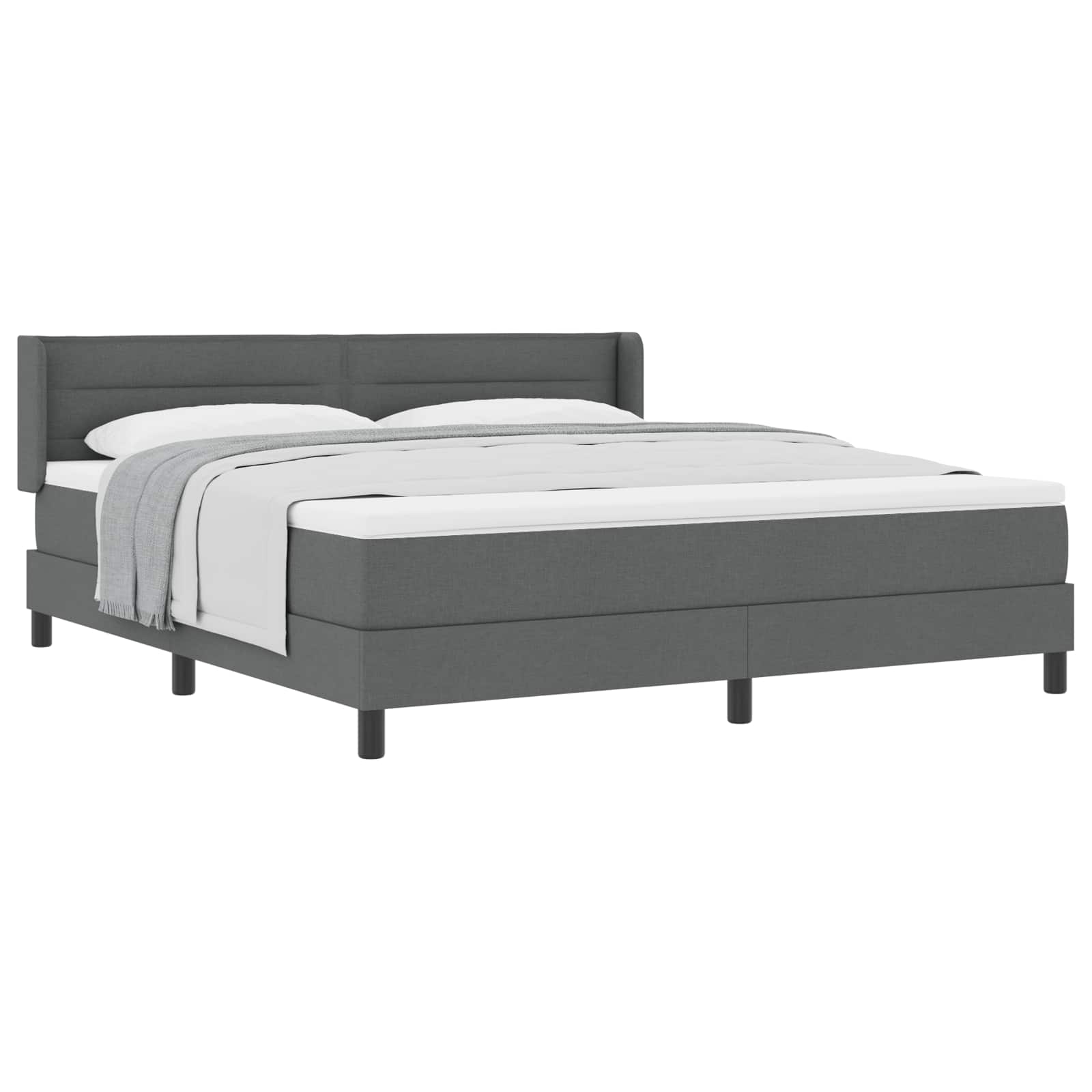 Boxspringbed met hoofdeinde Donkergrijs 200 x 180 cm Stof is nu te koop bij PeponiXL, paradijselijk wonen!