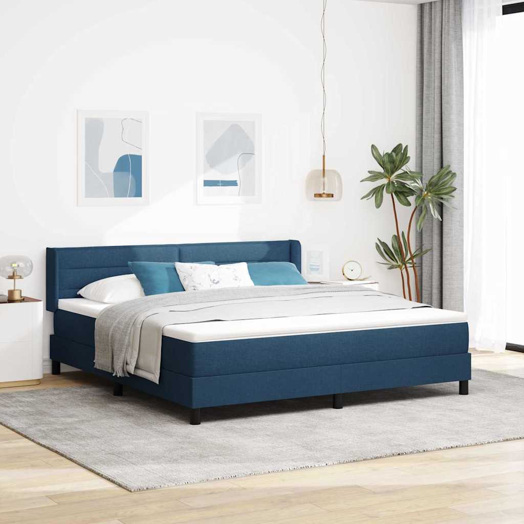 Boxspringbed met hoofdeinde Blauw 200 x 180 cm Stof is nu te koop bij PeponiXL, paradijselijk wonen!