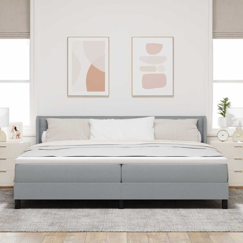 Boxspringbed met hoofdeinde Lichtgrijs 200 x 200 cm Stof is nu te koop bij PeponiXL, paradijselijk wonen!
