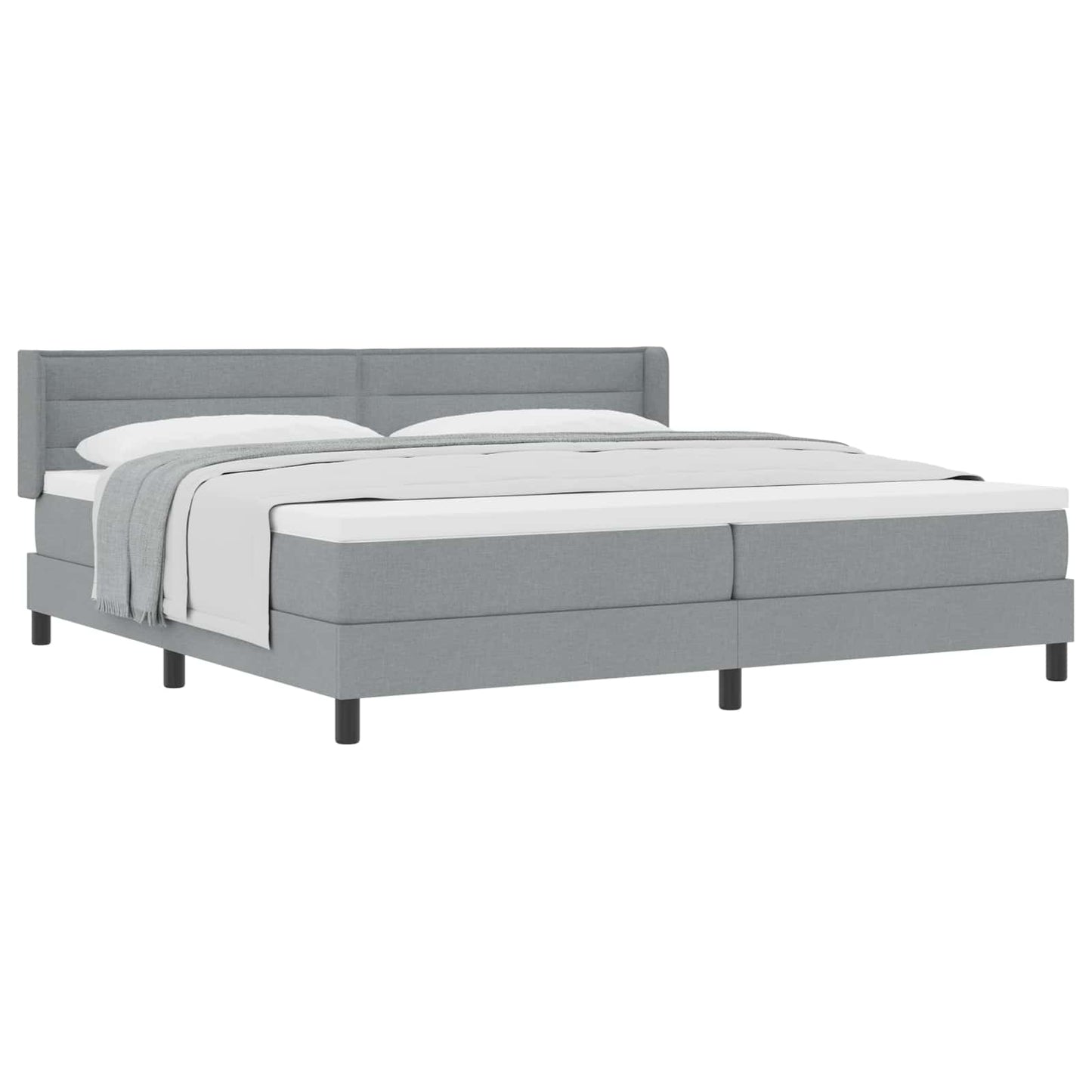 Boxspringbed met hoofdeinde Lichtgrijs 200 x 200 cm Stof is nu te koop bij PeponiXL, paradijselijk wonen!