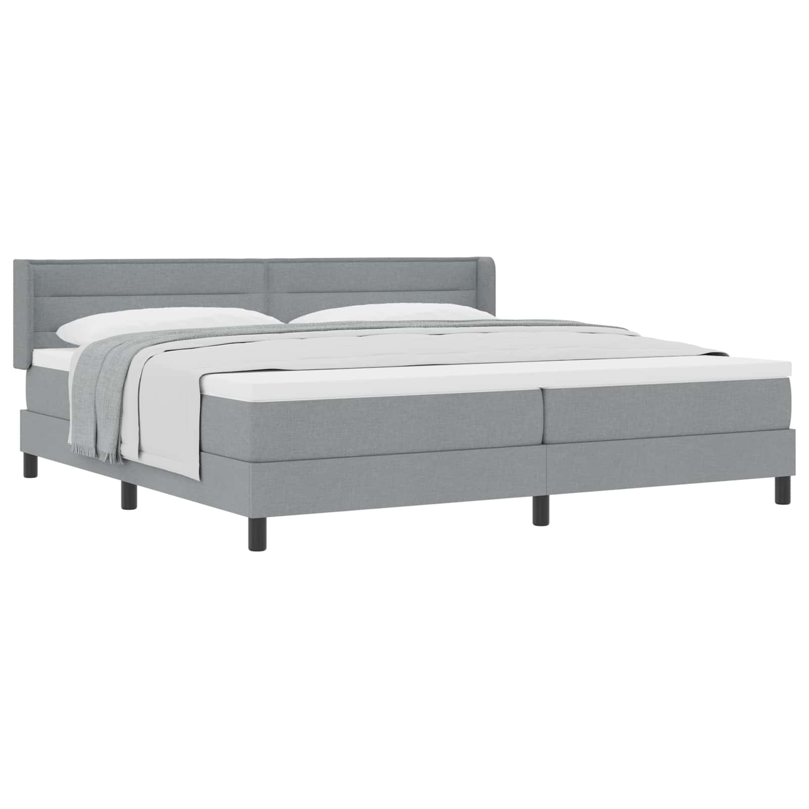 Boxspringbed met hoofdeinde Lichtgrijs 200 x 200 cm Stof is nu te koop bij PeponiXL, paradijselijk wonen!