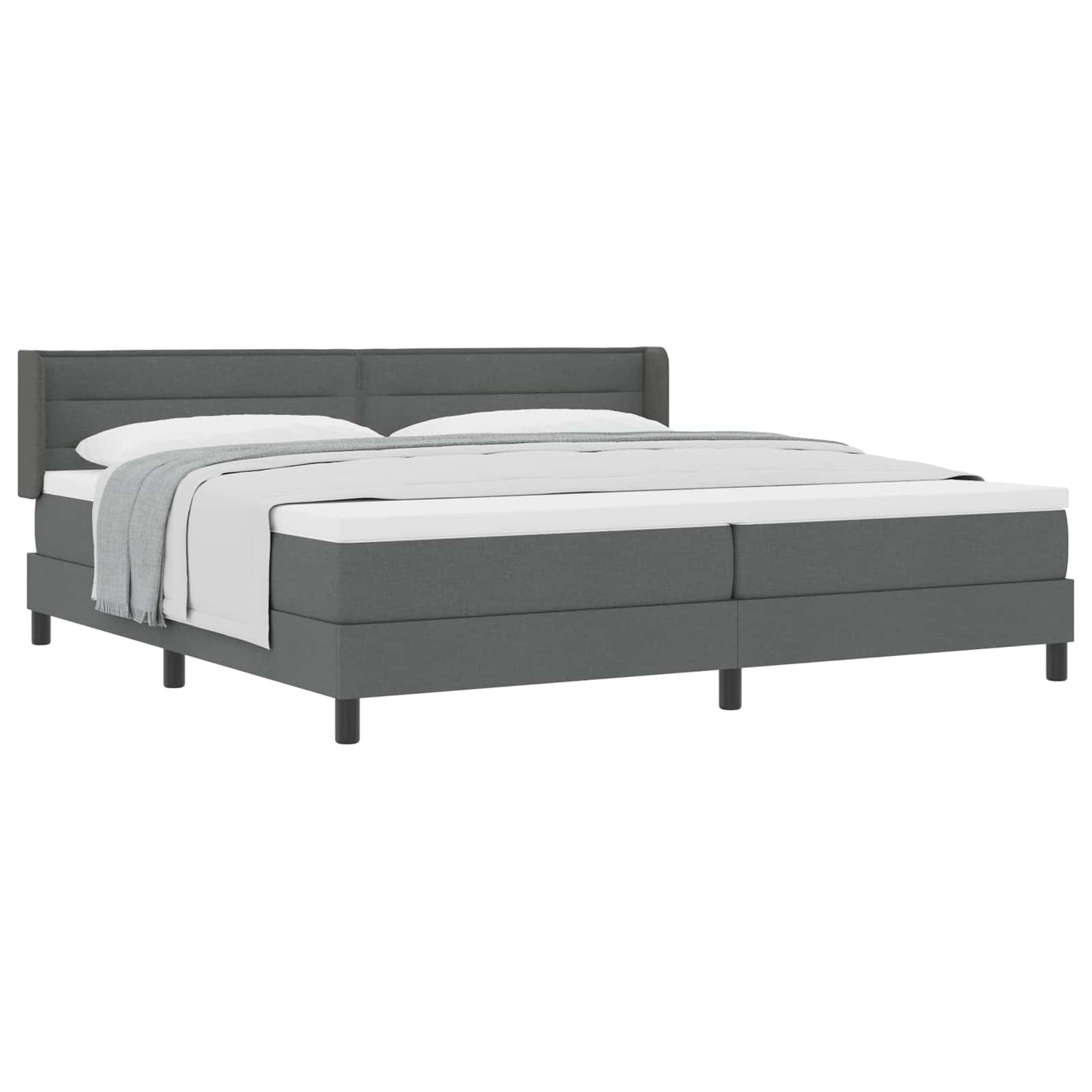 Boxspringbed met hoofdeinde Donkergrijs 200 x 200 cm Stof is nu te koop bij PeponiXL, paradijselijk wonen!