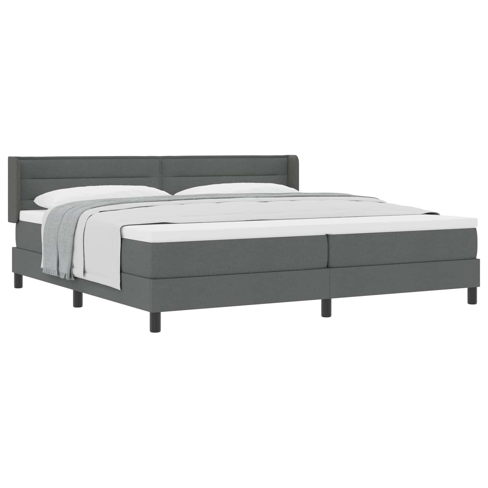 Boxspringbed met hoofdeinde Donkergrijs 200 x 200 cm Stof is nu te koop bij PeponiXL, paradijselijk wonen!