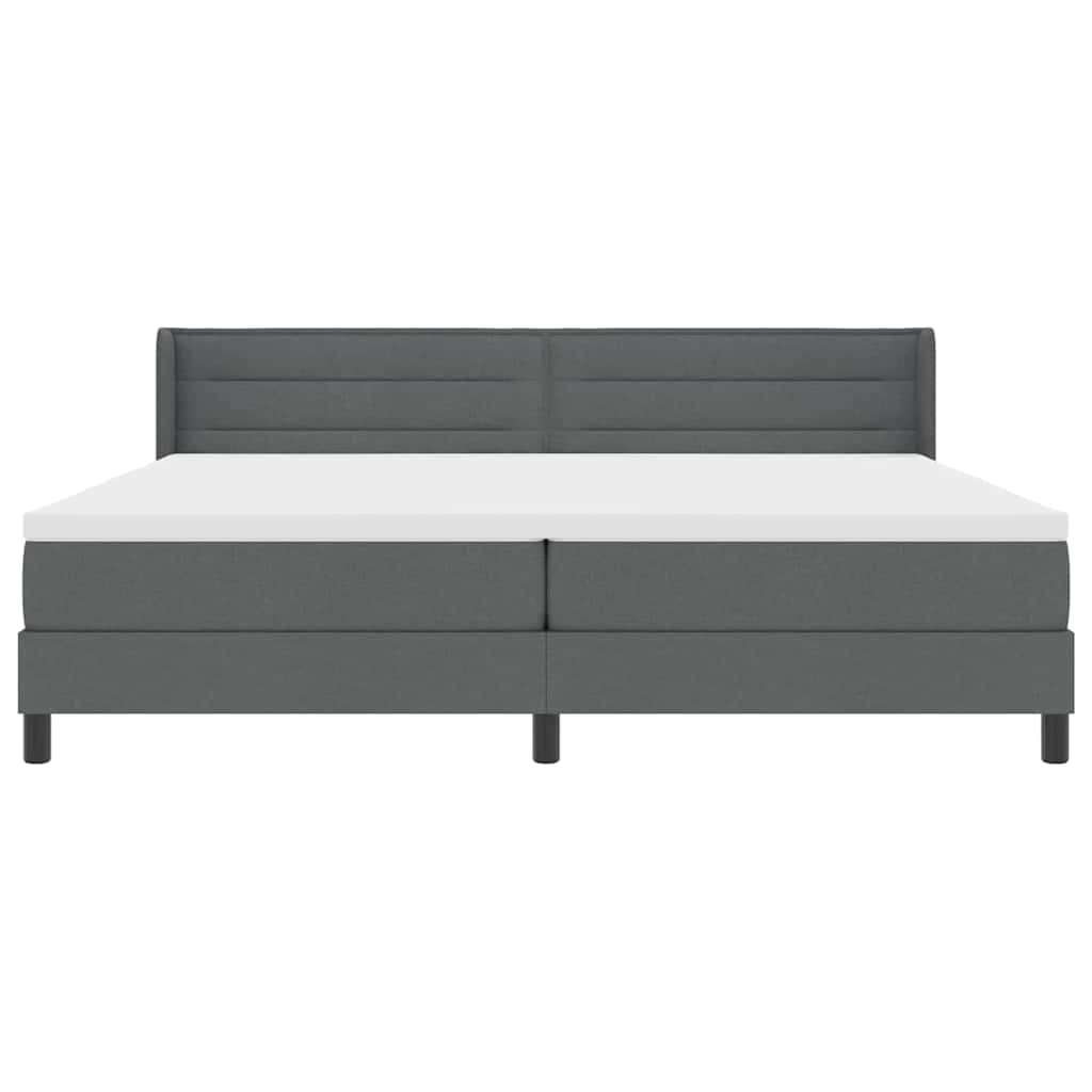 Boxspringbed met hoofdeinde Donkergrijs 200 x 200 cm Stof is nu te koop bij PeponiXL, paradijselijk wonen!