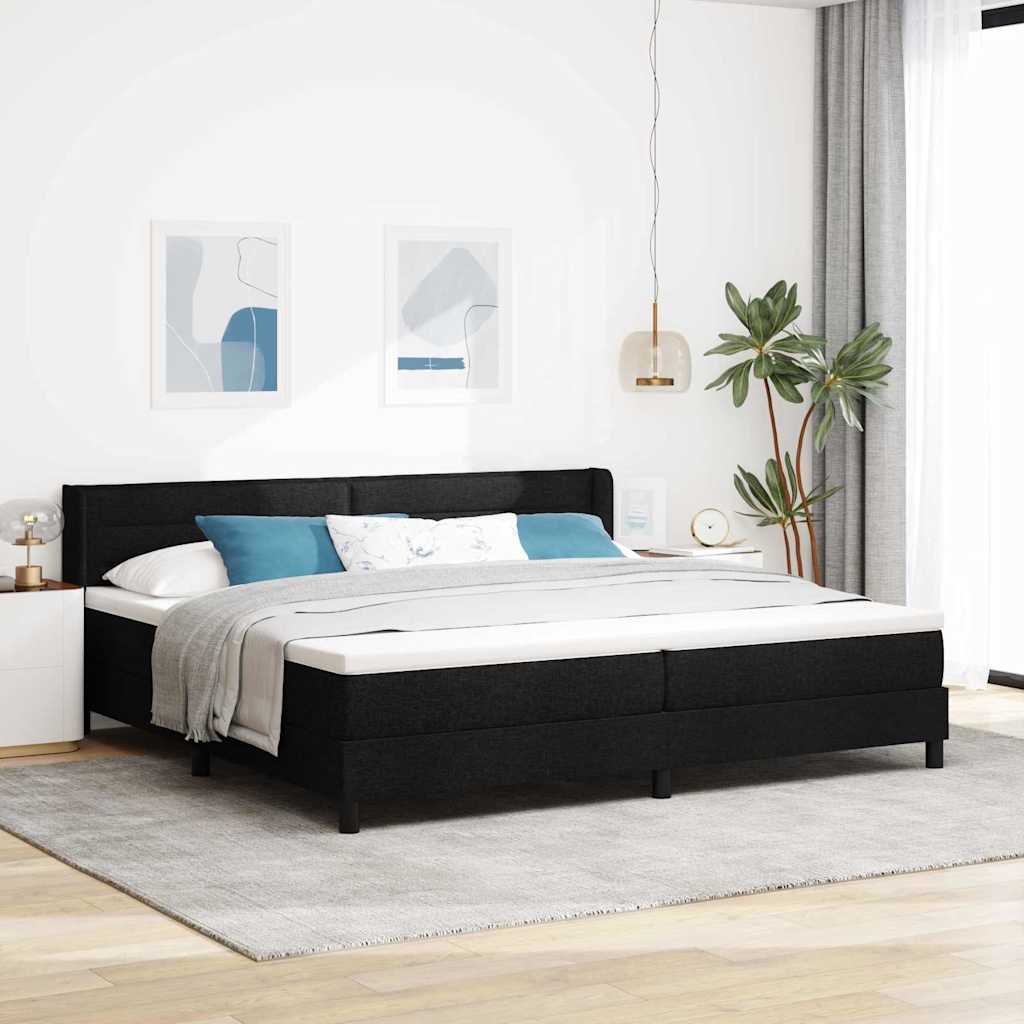 Boxspringbed met hoofdeinde Zwart 200 x 200 cm Stof is nu te koop bij PeponiXL, paradijselijk wonen!