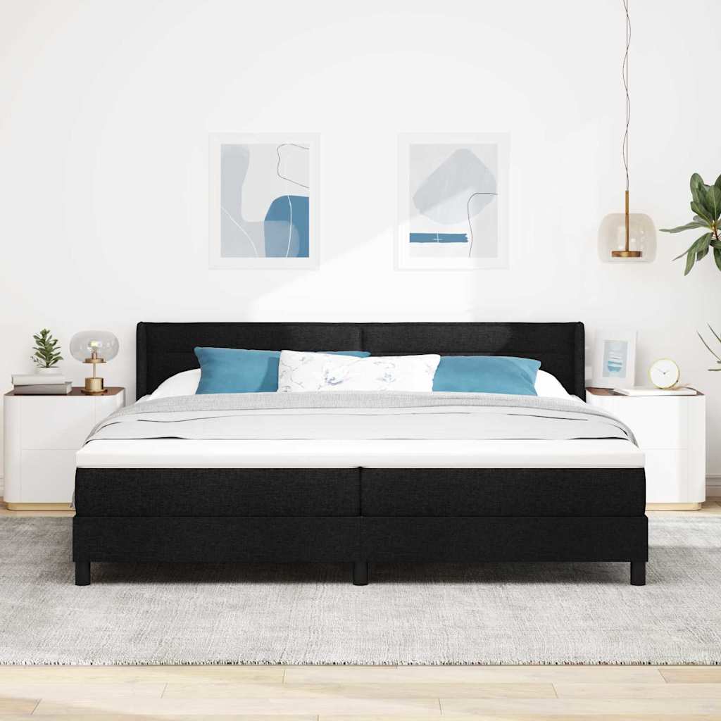 Boxspringbed met hoofdeinde Zwart 200 x 200 cm Stof is nu te koop bij PeponiXL, paradijselijk wonen!