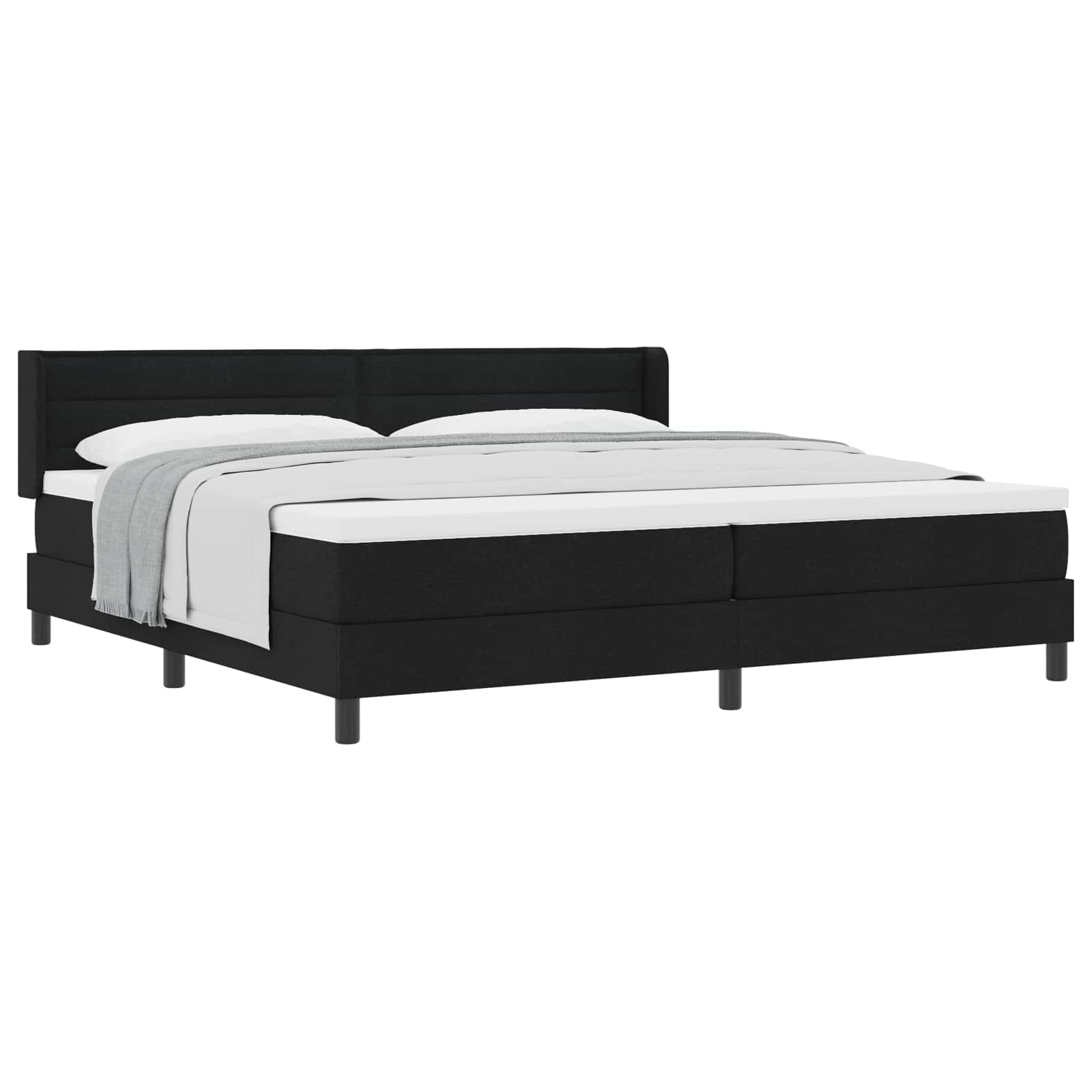 Boxspringbed met hoofdeinde Zwart 200 x 200 cm Stof is nu te koop bij PeponiXL, paradijselijk wonen!
