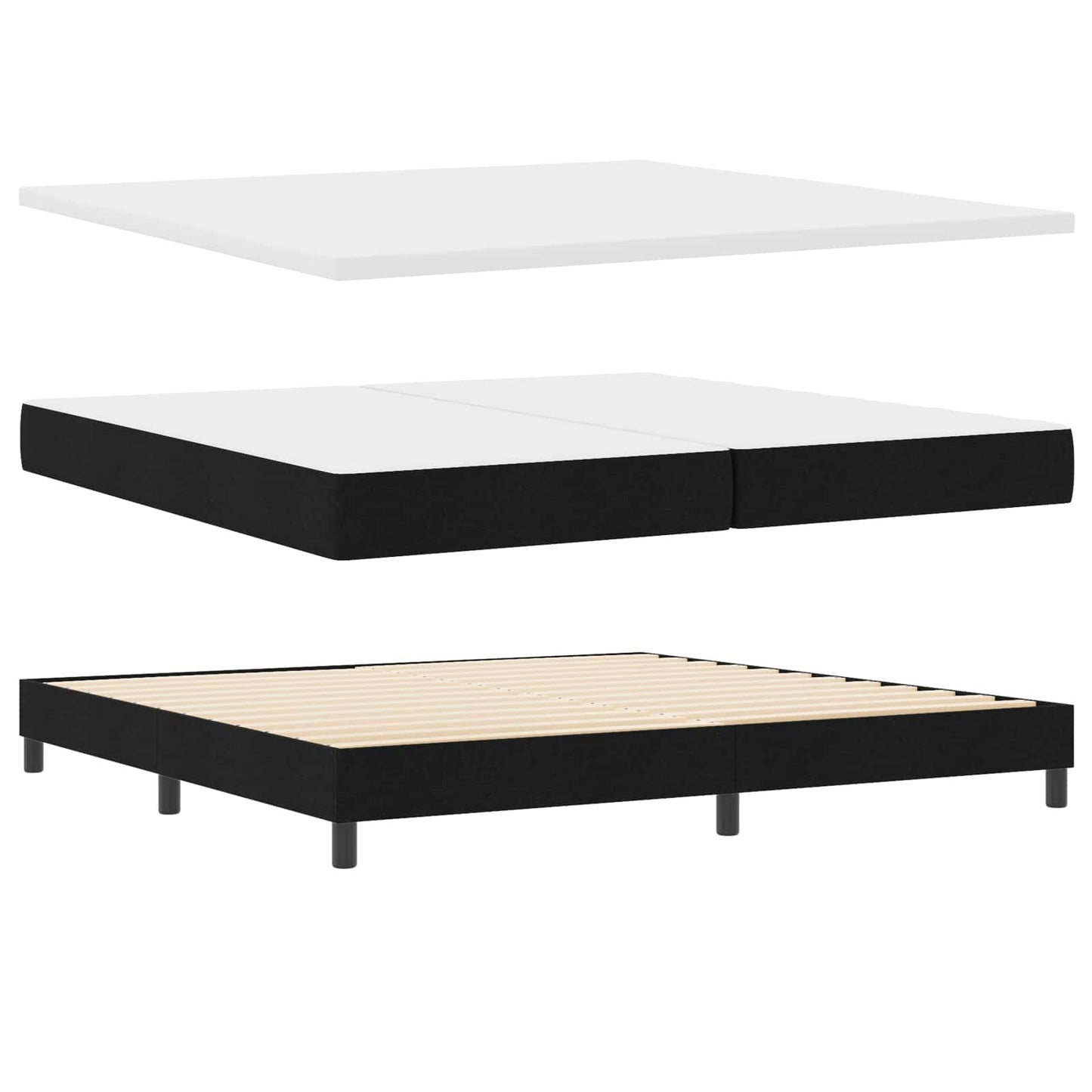 Boxspringbed met hoofdeinde Zwart 200 x 200 cm Stof is nu te koop bij PeponiXL, paradijselijk wonen!