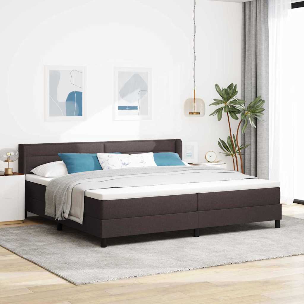 Boxspringbed met hoofdeinde Donkerbruin 200 x 200 cm Stof is nu te koop bij PeponiXL, paradijselijk wonen!