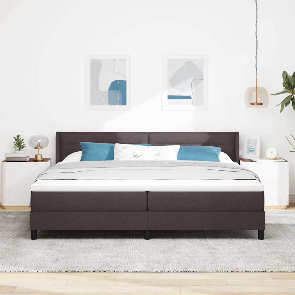 Boxspringbed met hoofdeinde Donkerbruin 200 x 200 cm Stof is nu te koop bij PeponiXL, paradijselijk wonen!