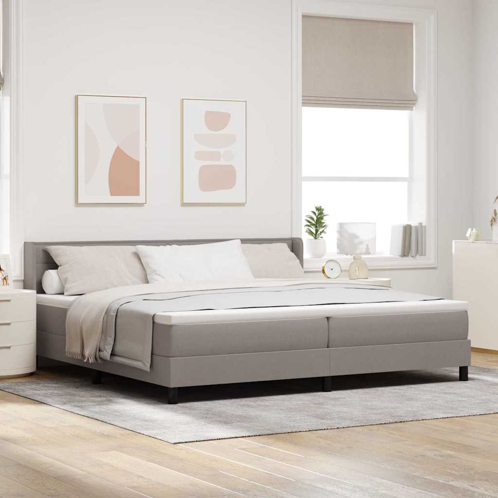 Boxspringbed met hoofdeinde Taupe 200 x 200 cm Stof is nu te koop bij PeponiXL, paradijselijk wonen!