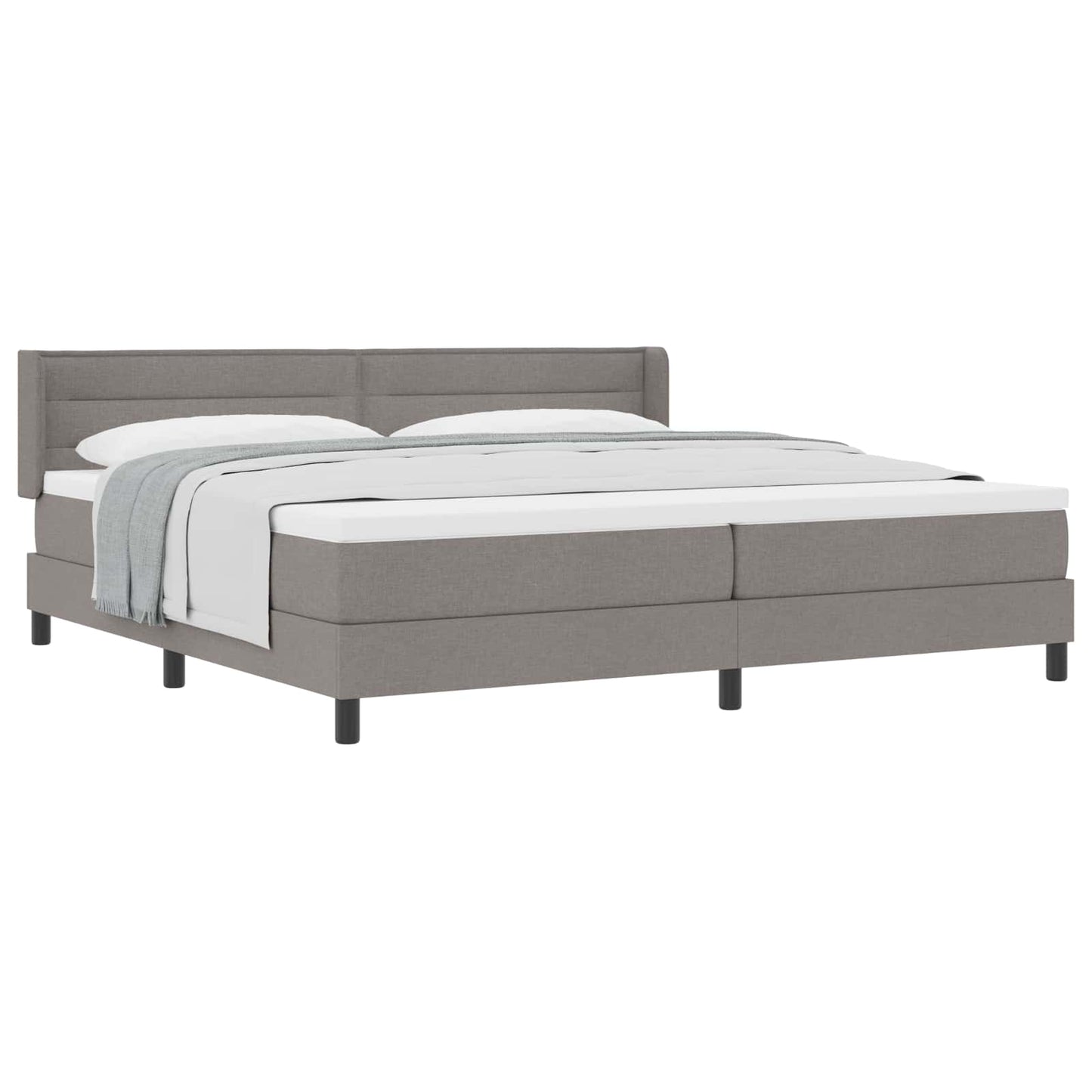 Boxspringbed met hoofdeinde Taupe 200 x 200 cm Stof is nu te koop bij PeponiXL, paradijselijk wonen!