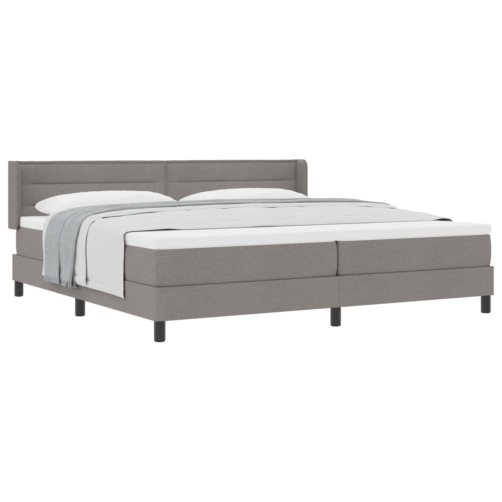 Boxspringbed met hoofdeinde Taupe 200 x 200 cm Stof is nu te koop bij PeponiXL, paradijselijk wonen!