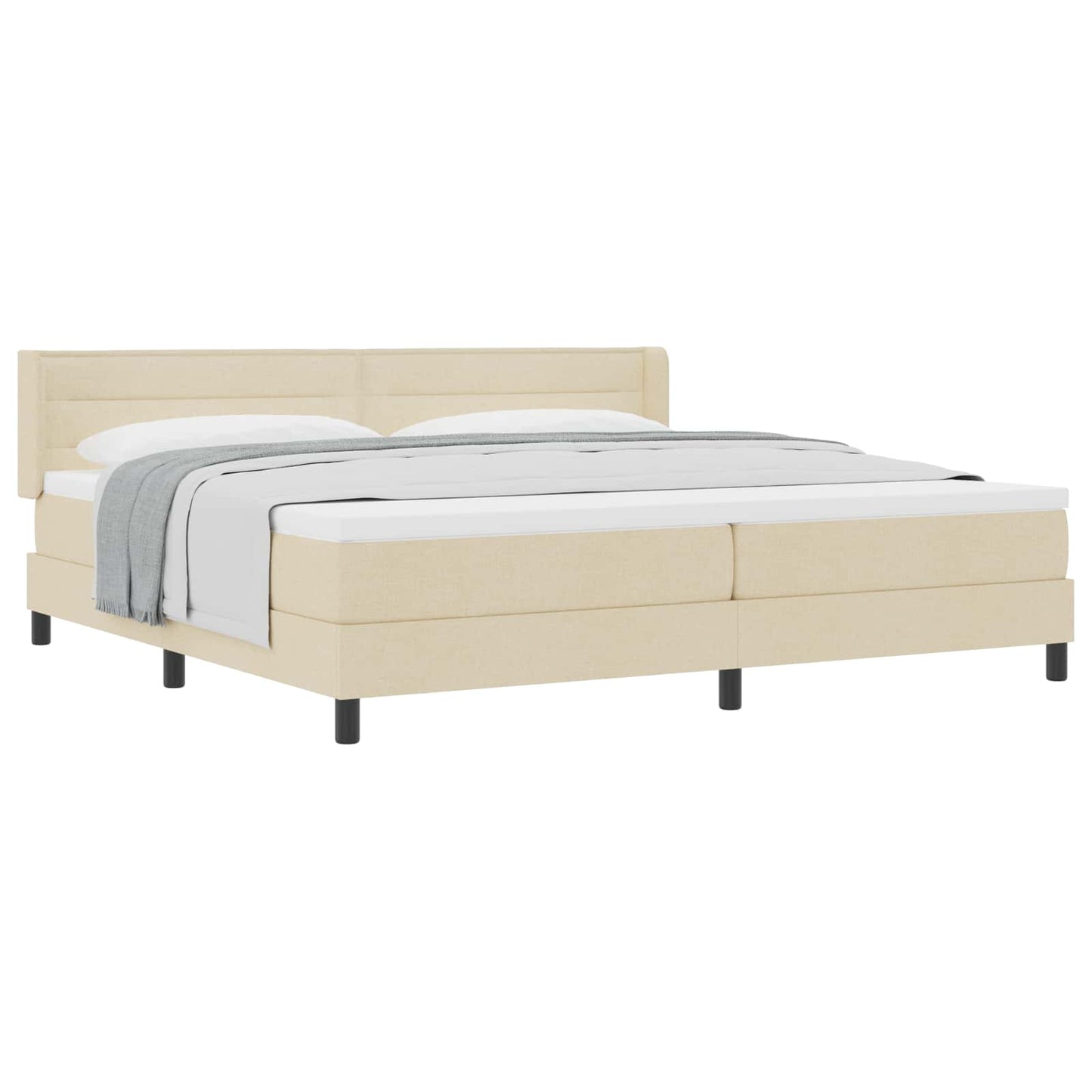 Boxspringbed met matras met hoofdeinde Crème 200 x 200 cm Stof is nu te koop bij PeponiXL, paradijselijk wonen!