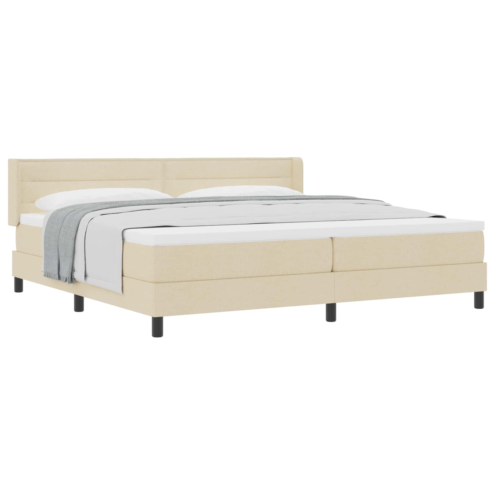 Boxspringbed met matras met hoofdeinde Crème 200 x 200 cm Stof is nu te koop bij PeponiXL, paradijselijk wonen!