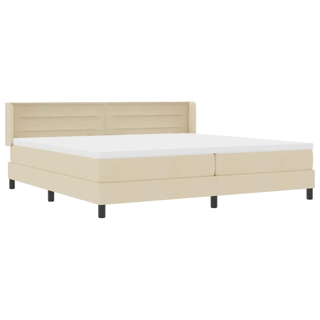 Boxspringbed met matras met hoofdeinde Crème 200 x 200 cm Stof is nu te koop bij PeponiXL, paradijselijk wonen!