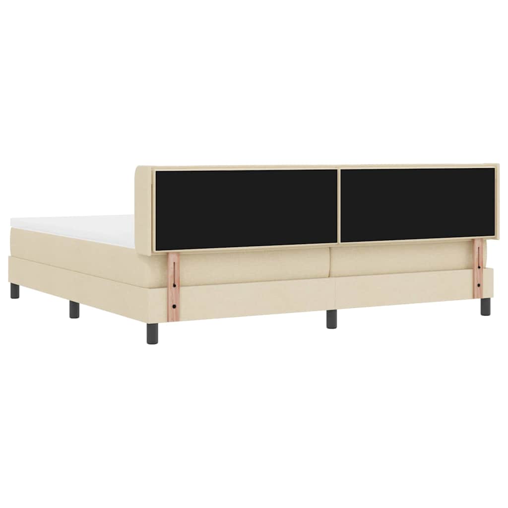 Boxspringbed met matras met hoofdeinde Crème 200 x 200 cm Stof is nu te koop bij PeponiXL, paradijselijk wonen!