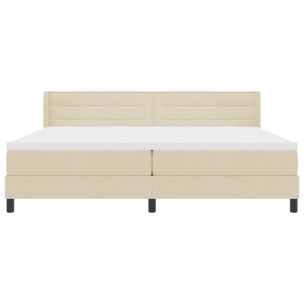 Boxspringbed met matras met hoofdeinde Crème 200 x 200 cm Stof is nu te koop bij PeponiXL, paradijselijk wonen!