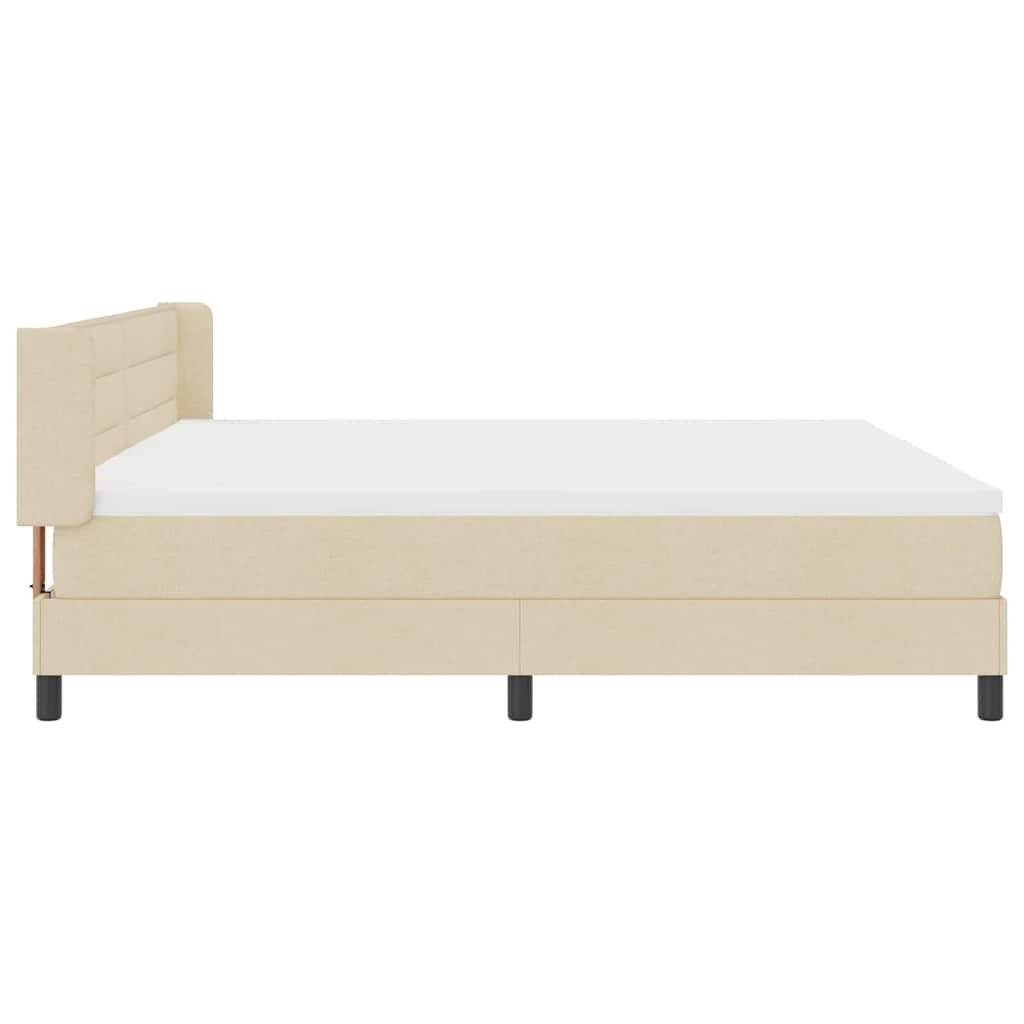 Boxspringbed met matras met hoofdeinde Crème 200 x 200 cm Stof is nu te koop bij PeponiXL, paradijselijk wonen!