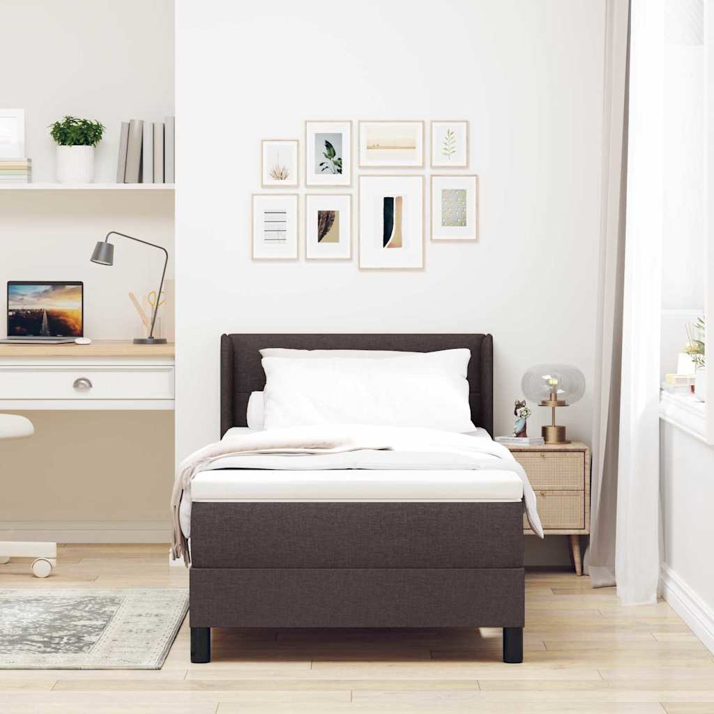 Boxspringbed met hoofdeinde Donkerbruin 200 x 80 cm Stof is nu te koop bij PeponiXL, paradijselijk wonen!