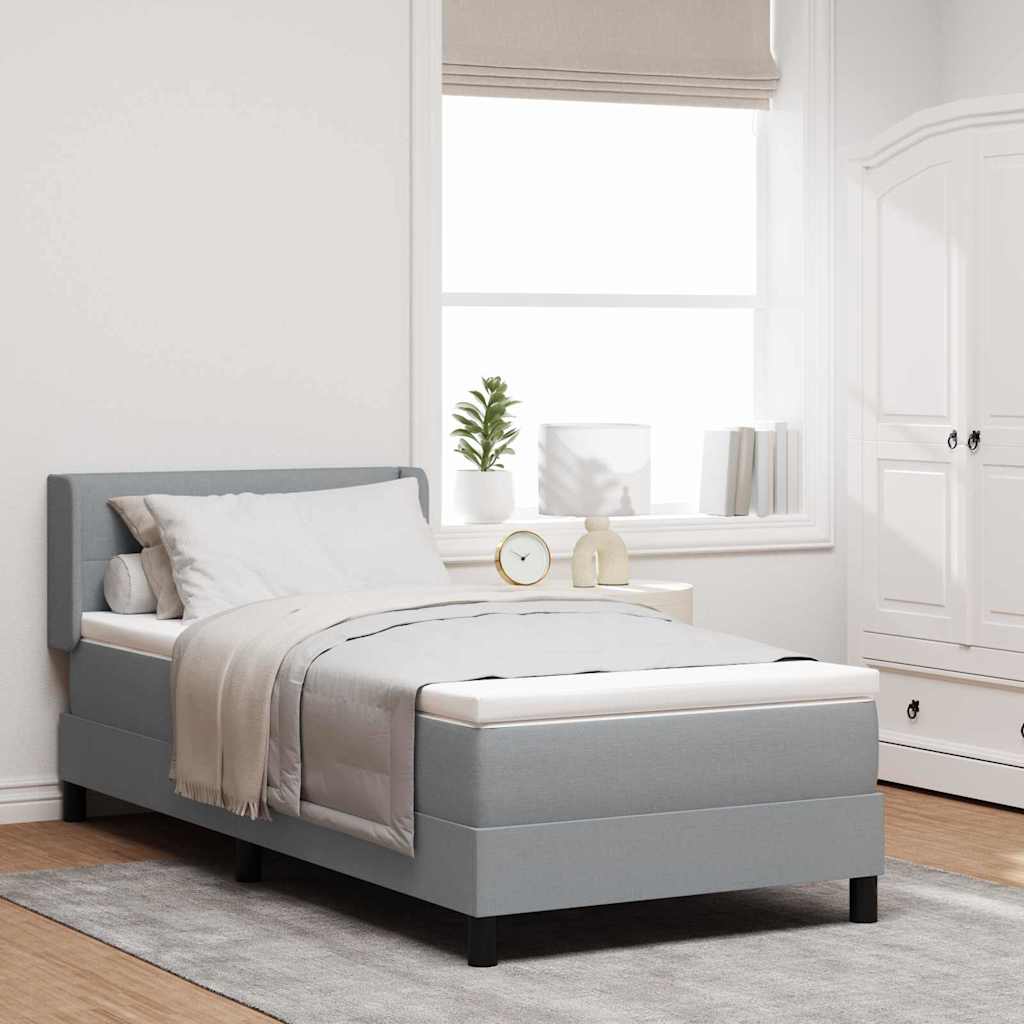 Boxspringbed met hoofdeinde Lichtgrijs 190 x 90 cm Stof is nu te koop bij PeponiXL, paradijselijk wonen!